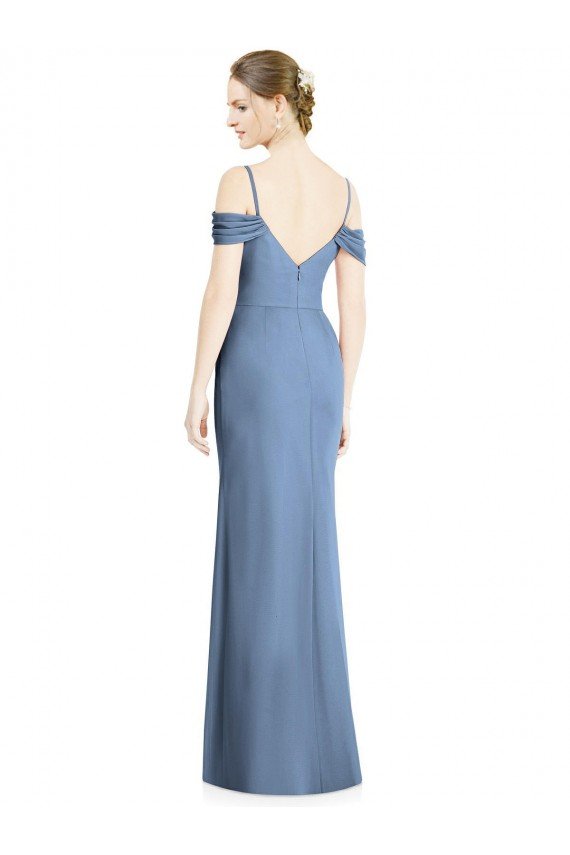 Draped Cold Shoulder Sweetheart Long Chiffon Evening Dress