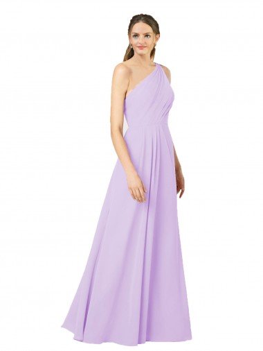 Grecian Inspired Simple One Shoulder Chiffon Evening Dress with Ruching Canada