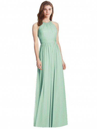 Cutout Open Back Shirred Halter Evening Maxi Dress Canada