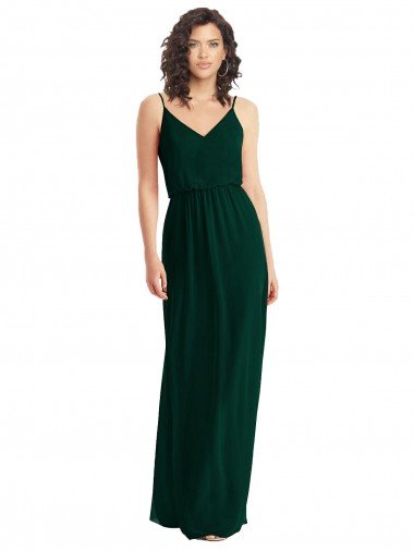 V-Neck Blouson Bodice Chiffon Evening Maxi Dress Canada