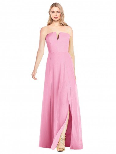 Strapless Notch Chiffon Evening Maxi Dress Canada