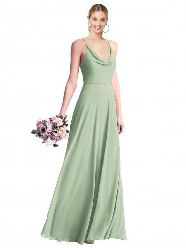 Cowl Neck Criss Cross Back Chiffon Evening Maxi Dress Canada