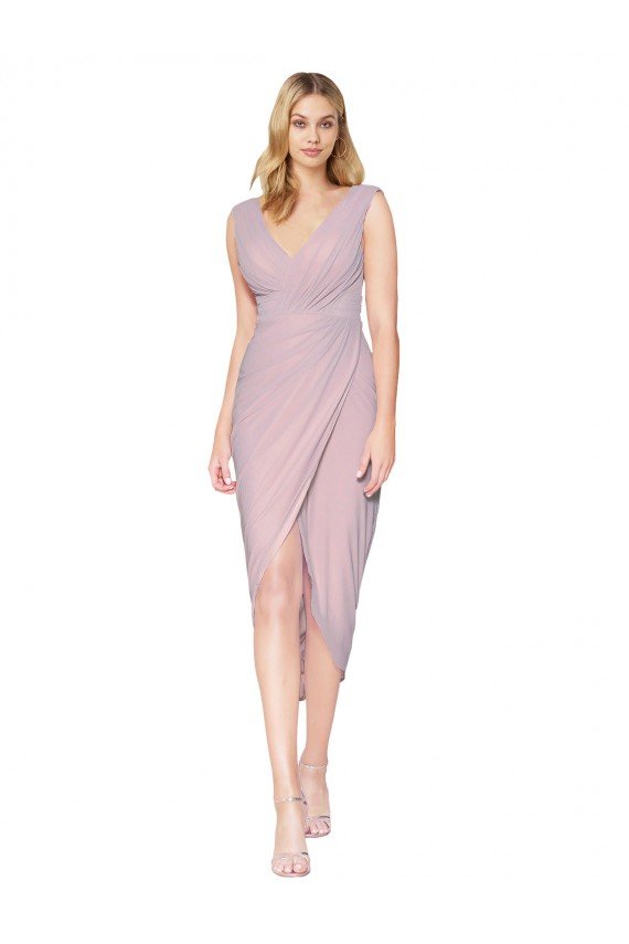 Cocktail Length High Low Mermaid Chiffon Wrapped Evening Dress