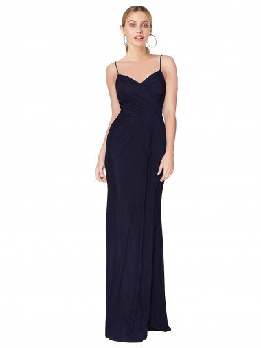 Draped Spaghetti Straps Long Chiffon Mermaid Evening Dress Canada