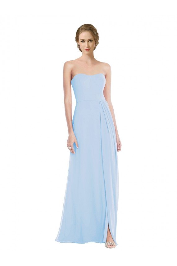 Strapless Sweetheart Evening Maxi Dress with Pleated Front Slit