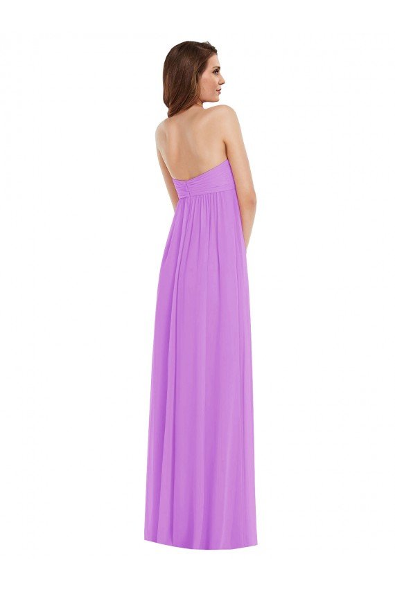 Empire Waist Twist Shirred Strapless Evening Dress