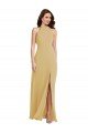 Stand Collar Halter Evening Maxi Dress with Criss Cross Open Back
