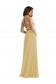 Stand Collar Halter Evening Maxi Dress with Criss Cross Open Back