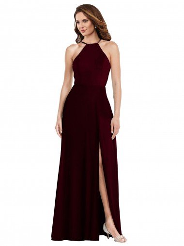 Halter Spaghetti Straps Evening Maxi Dress with Front Slit Canada