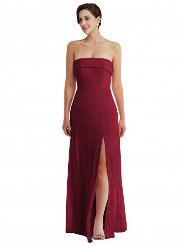 Cuffed Strapless Evening Maxi Dress with Front Slit Canada