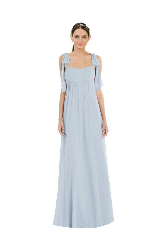 Tie Shoulder Empire Waist Evening Maxi Dress