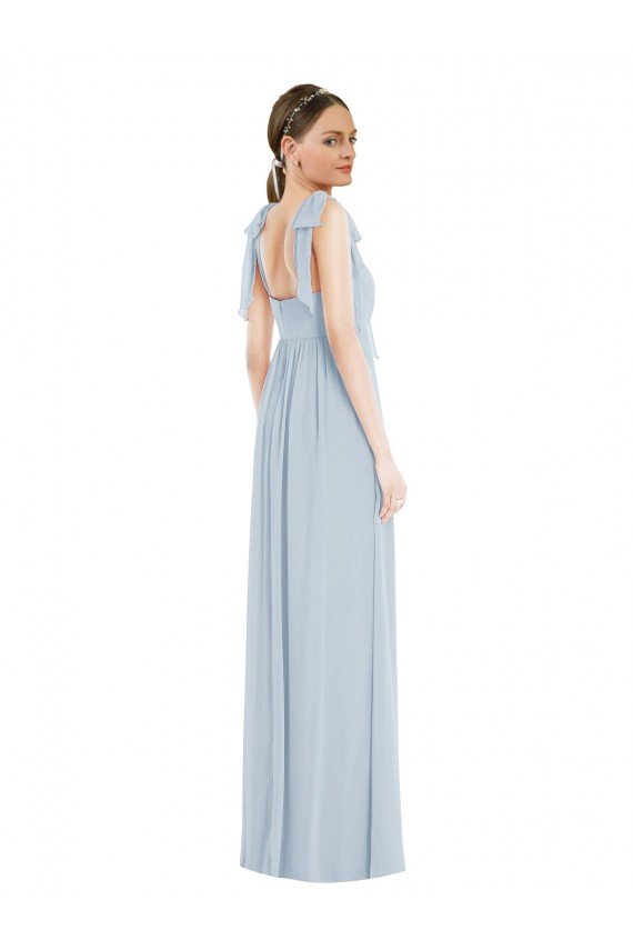 Tie Shoulder Empire Waist Evening Maxi Dress