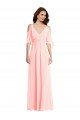 Cold Shoulder Draped Wrap Evening Maxi Dress