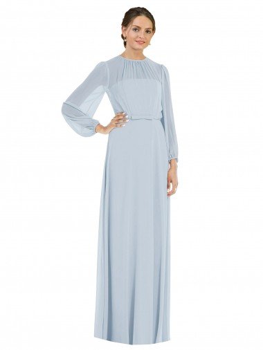 Strapless Chiffon Evening Maxi Dress with Puff Sleeve Blouson Overlay Canada