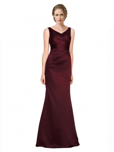 Figure Shaping Satin Evening Dress with Structured Pleats Canada
