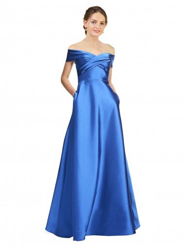 Sleeveless Off the Shoulder Ball Gown Satin Evening Dress Canada