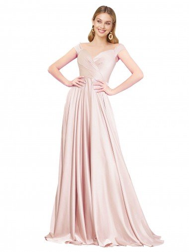 A-Line Off the Shoulder Sweetheart Satin Evening Dress Canada