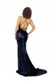 Mermaid V-Neck Low Back Long Sequin Evening Dress
