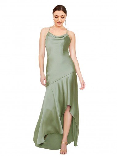 Silky Satin Evening Dress with Bias Cut Skirt Canada