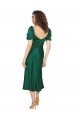 Ruched Sleeve Silky Satin Evening Dress
