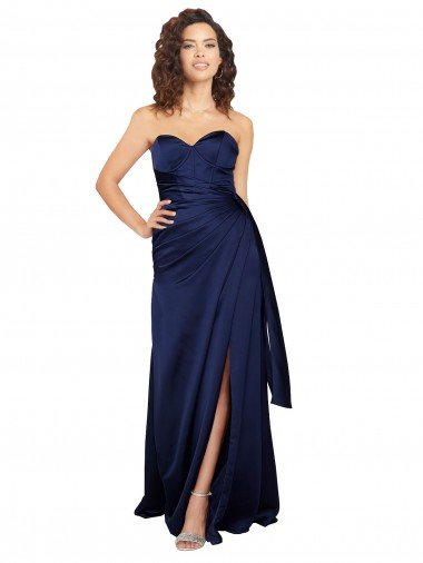 Floor Length Wrap Skirt Silky Satin Evening Dress Canada