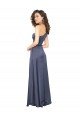 Draped Silky Satin Evening Dress with Tied Waist