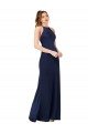 High Neck Satin Evening Dress with Strappy Back