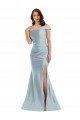 Bias-Cuff One Shoulder Silky Satin Mermaid Evening Dress with Side Slit