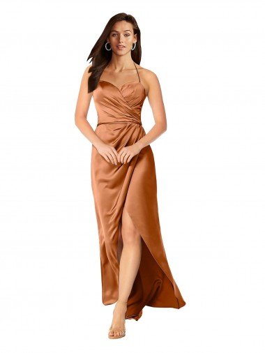 Faux-Wrap Skirt Silky Satin Evening Dress Canada