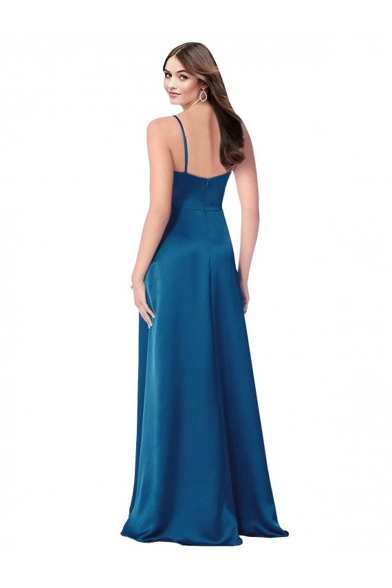 Cowl Neck Salky Satin Evening Dress
