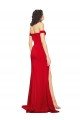 Off the Shoulder Sweetheart Bustier Style Silky Satin Evening Dress with Side Split