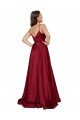 Deep V-Neck Sweetheart Long Silky Satin Evening Dress with Thigh High Slit