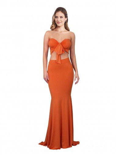 Strapless Bandeau Bodice Long Spandex Evening Dress Canada