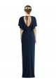 Open Back Short Sleeves Draped Tulip Skirt Maxi Spandex Evening Dress