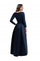 Long Sleeves Wrapped Spandex Evening Dress with High Low Full Skirt and Pockets