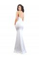 Fishtail Shape Spaghetti Straps Open Back Crepe Evening Dress with Ruffles