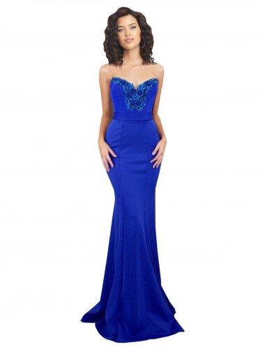 Sweetheart Flower Neckline High Neck Crepe Evening Dress Canada