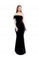 Asymmetrical Draped Off the Shoulder Banded Crepe Evening Dress