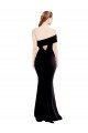 Asymmetrical Draped Off the Shoulder Banded Crepe Evening Dress