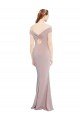 Knotted Off the Shoulder Crepe Evening Dress with Cut-Out Back