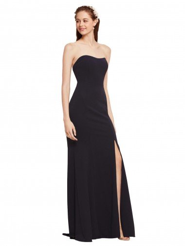 Strapless Bodycon Long Crepe Evening Dress with High Slit Canada