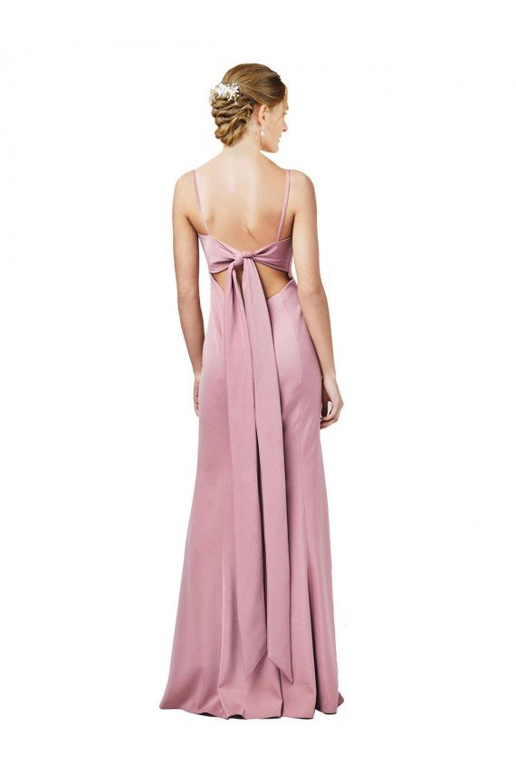 Fit and Flare Slim Crepe Evening Dress with Cutout Back