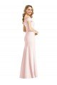 Off the Shoulder Notch Trumpet Crepe Evening Dress with Front Slit