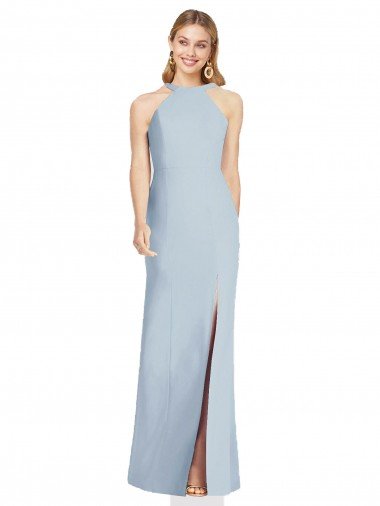 High Neck Backless Crepe Trumpet Evening Dress Canada