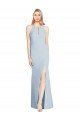 Full Length Sleeveless Halter Evening Dress with Keyhole Back