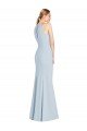 Full Length Sleeveless Halter Evening Dress with Keyhole Back