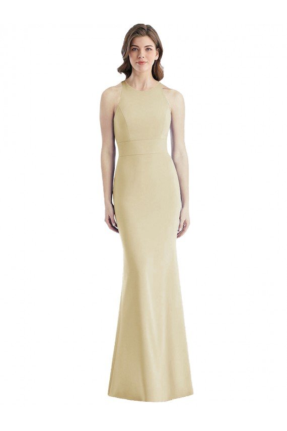 Criss Cross Twist Cutout Back Trumpet Evening Dress