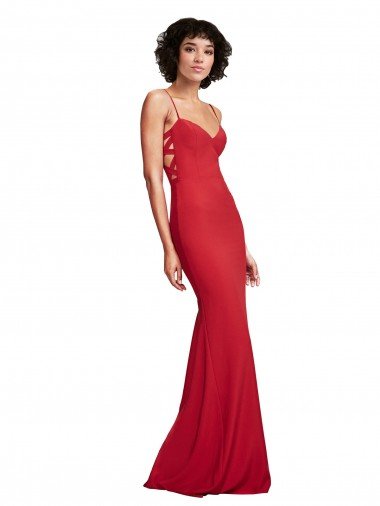 Spaghetti Strap Slip Neckline Crepe Evening Dress Canada