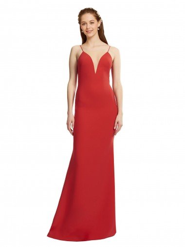 Mermaid Plunging V-Neck Crepe Evening Dress with Wide Open Back Canada