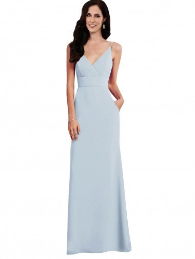 V Back Spaghetti Strap Evening Maxi Dress with Pockets Canada